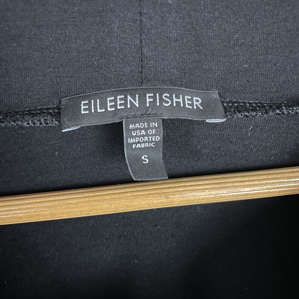 Eileen Fisher Size S Black Cowl Neck Oversized Boxy Lagenlook Elbow Sleeve Artsy - Picture 2 of 4
